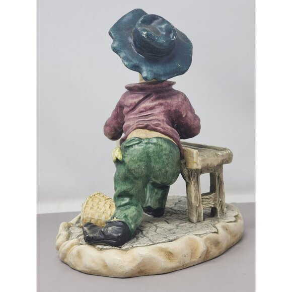 Vintage Artisan Figurine Of Worker With Bench & Tools Signed Antonio Costa - Picture 4 of 16